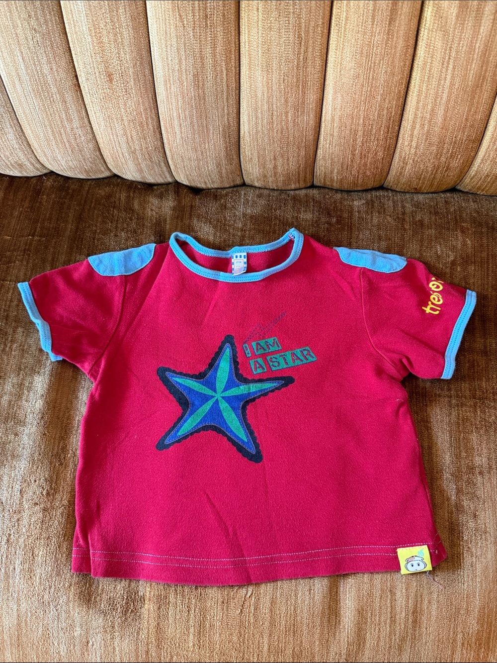 Kids Star Graphic Tee - Red with Blue Trim